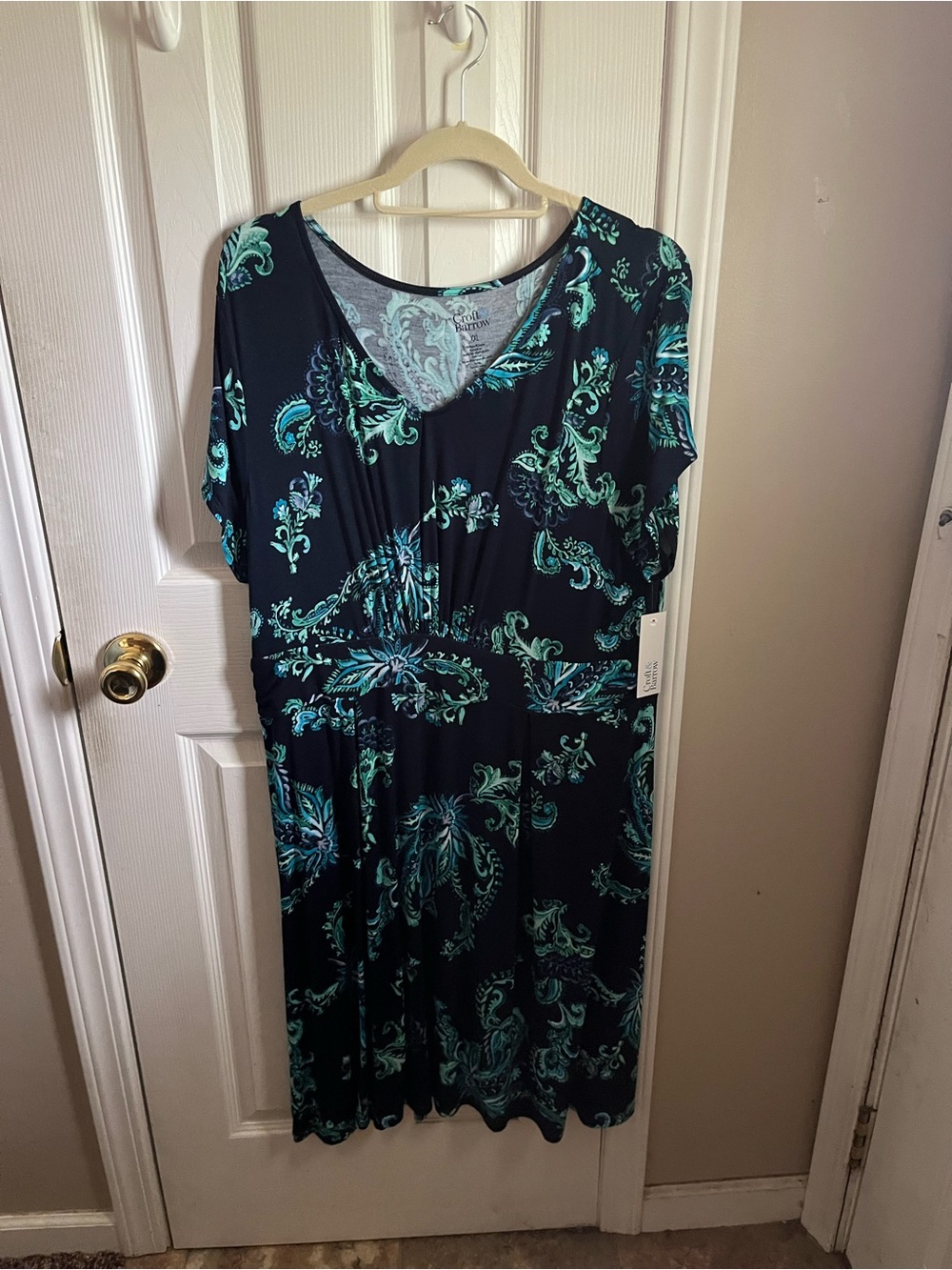Kohl's Black Dress with Teal Paisley Accents
